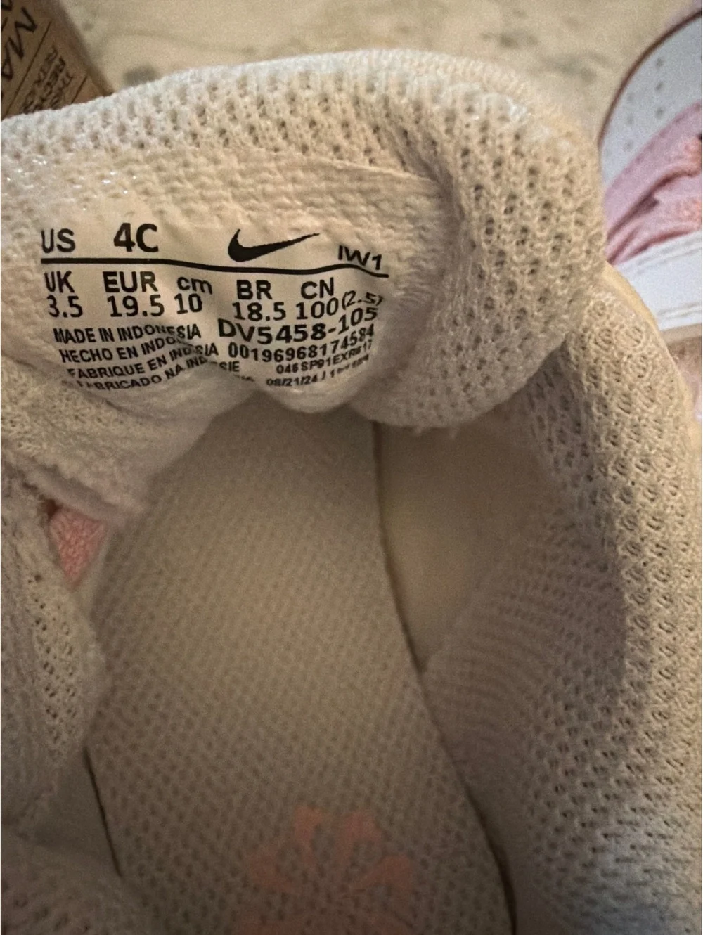 (Baby) Nike Court Borough Low Rec Toddler Shoes Size 4C White and Pink